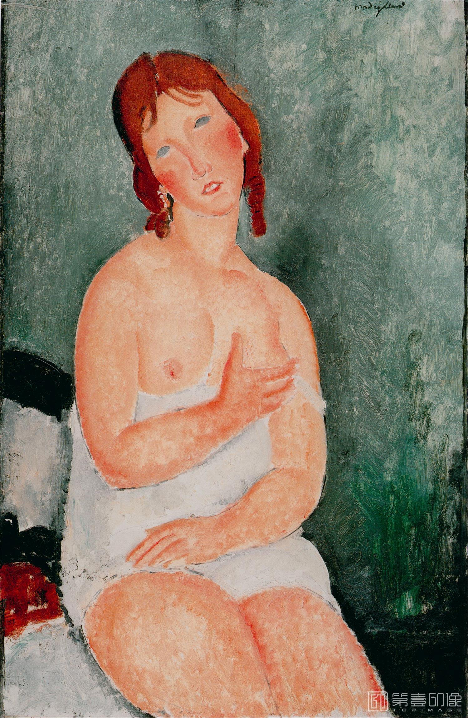 油画-Young Woman in a Shirt, 1918